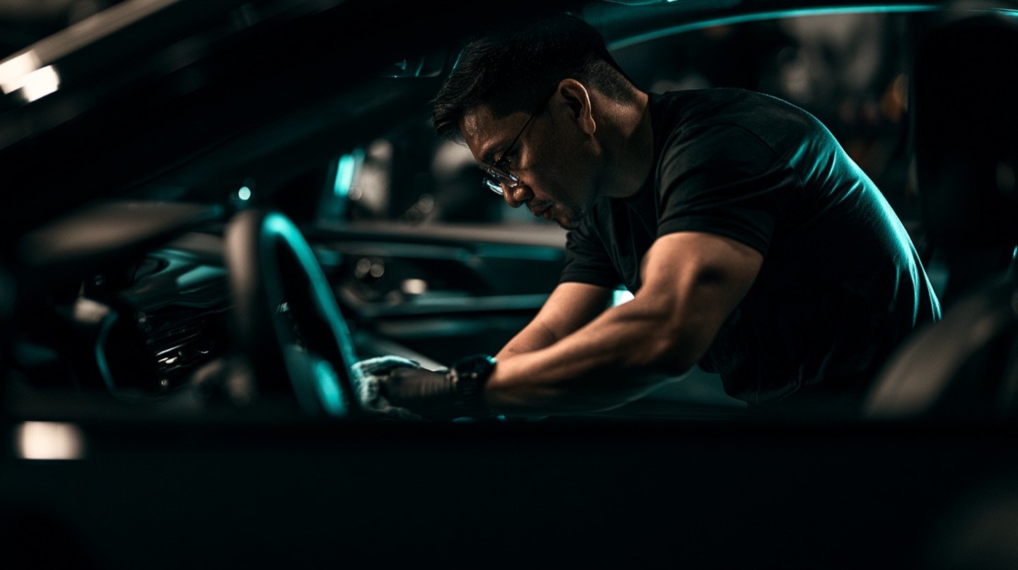 A car receiving premium detailing and ceramic care